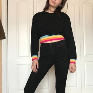 Rainbow retro black crop top 👾🍭